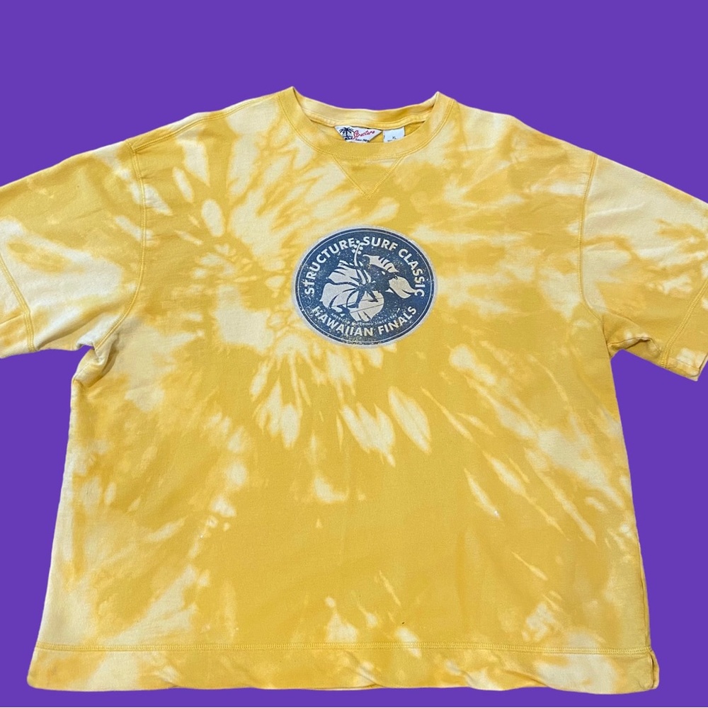 💜 VINTAGE TEE 💜 STRUCTURE 1989 HAWAII SURF (136) pretty hibiscus detail 🌺